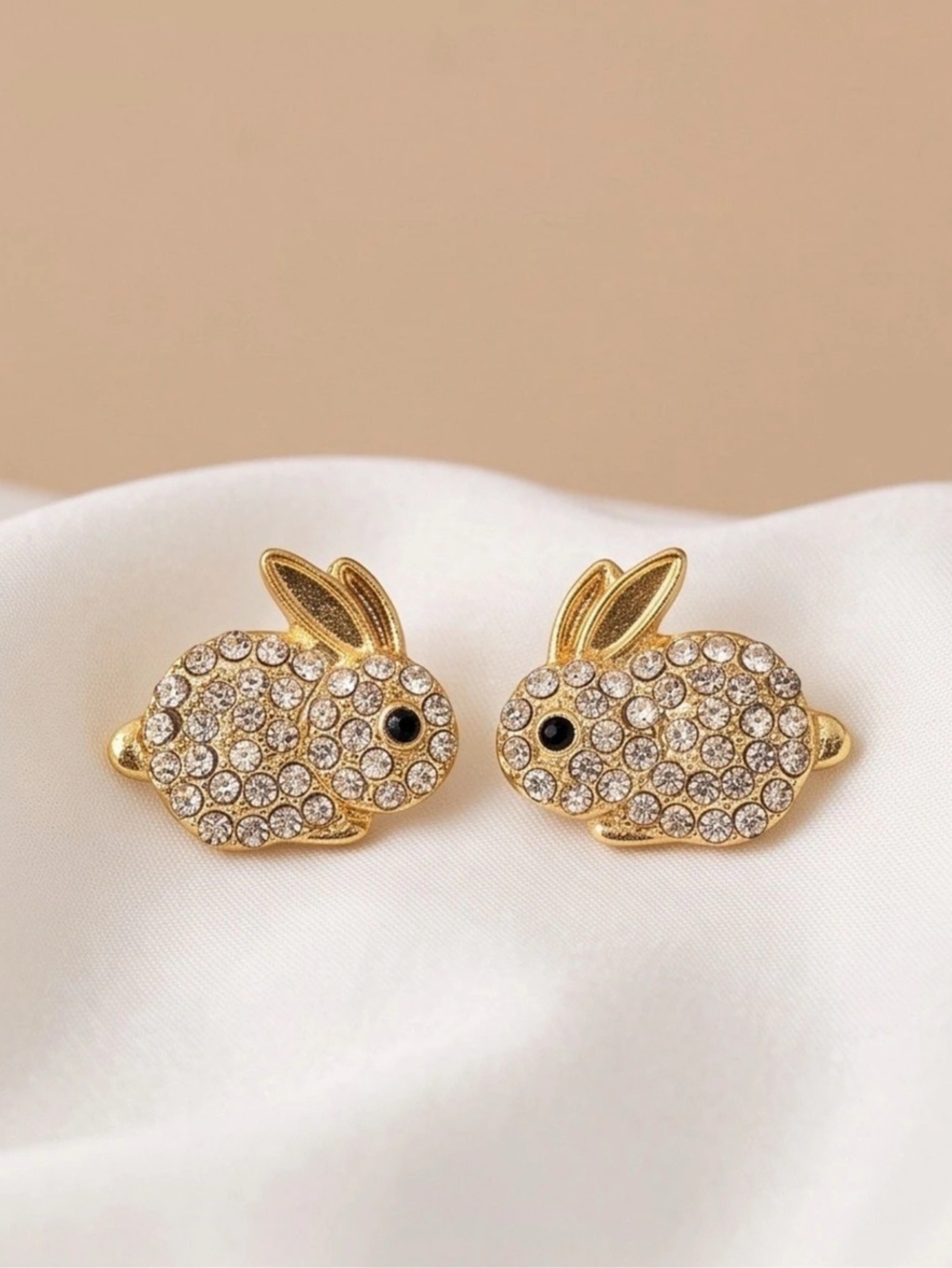 New Gold CZ Rhinestone
Bunny Stud Earrings